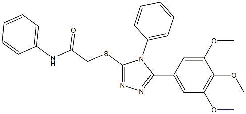 N-phenyl-2-{[4-phenyl-5-(3,4,5-trimethoxyphenyl)-4H-1,2,4-triazol-3-yl]sulfanyl}acetamide Struktur