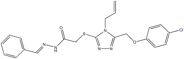 2-({4-allyl-5-[(4-chlorophenoxy)methyl]-4H-1,2,4-triazol-3-yl}sulfanyl)-N'-benzylideneacetohydrazide Struktur