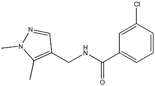 3-chloro-N-[(1,5-dimethyl-1H-pyrazol-4-yl)methyl]benzamide Struktur