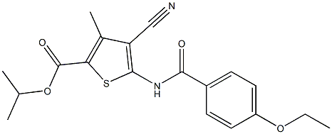 isopropyl 4-cyano-5-[(4-ethoxybenzoyl)amino]-3-methyl-2-thiophenecarboxylate Struktur