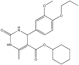 cyclohexyl 4-(3-methoxy-4-propoxyphenyl)-6-methyl-2-oxo-1,2,3,4-tetrahydro-5-pyrimidinecarboxylate Struktur