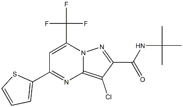 N-(tert-butyl)-3-chloro-5-(2-thienyl)-7-(trifluoromethyl)pyrazolo[1,5-a]pyrimidine-2-carboxamide Struktur