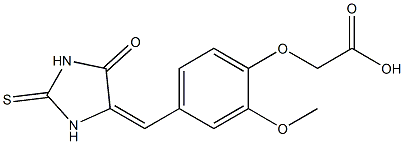 {2-methoxy-4-[(5-oxo-2-thioxo-4-imidazolidinylidene)methyl]phenoxy}acetic acid Struktur