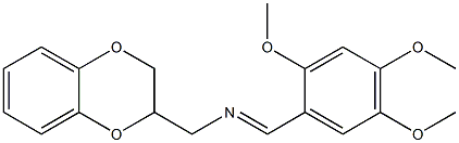 2,3-dihydro-1,4-benzodioxin-2-yl-N-(2,4,5-trimethoxybenzylidene)methanamine Struktur