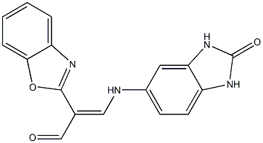 2-(1,3-benzoxazol-2-yl)-3-[(2-oxo-2,3-dihydro-1H-benzimidazol-5-yl)amino]acrylaldehyde Struktur