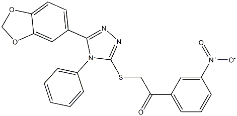 2-{[5-(1,3-benzodioxol-5-yl)-4-phenyl-4H-1,2,4-triazol-3-yl]sulfanyl}-1-{3-nitrophenyl}ethanone Struktur