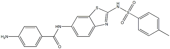 4-amino-N-(2-{[(4-methylphenyl)sulfonyl]amino}-1,3-benzothiazol-6-yl)benzamide Struktur