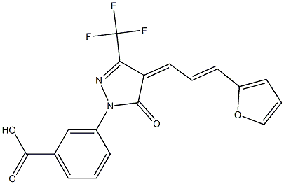 3-[4-[3-(2-furyl)-2-propenylidene]-5-oxo-3-(trifluoromethyl)-4,5-dihydro-1H-pyrazol-1-yl]benzoic acid Struktur