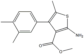 methyl 2-amino-4-(3,4-dimethylphenyl)-5-methyl-3-thiophenecarboxylate Struktur