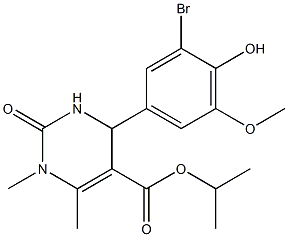 isopropyl 4-(3-bromo-4-hydroxy-5-methoxyphenyl)-1,6-dimethyl-2-oxo-1,2,3,4-tetrahydro-5-pyrimidinecarboxylate Struktur