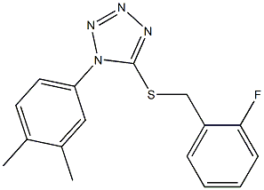 1-(3,4-dimethylphenyl)-5-[(2-fluorobenzyl)sulfanyl]-1H-tetraazole Struktur