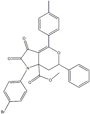 methyl 1-(4-bromophenyl)-4-(4-methylphenyl)-2,3-dioxo-6-phenyl-2,3,6,7-tetrahydropyrano[4,3-b]pyrrole-7a(1H)-carboxylate Struktur