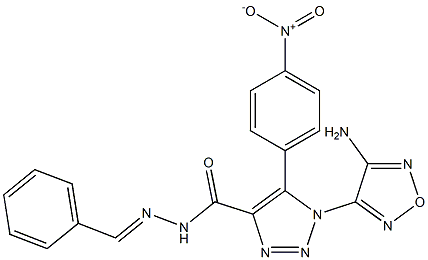 1-(4-amino-1,2,5-oxadiazol-3-yl)-N'-benzylidene-5-{4-nitrophenyl}-1H-1,2,3-triazole-4-carbohydrazide Struktur