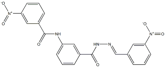 3-nitro-N-{3-[(2-{3-nitrobenzylidene}hydrazino)carbonyl]phenyl}benzamide Struktur