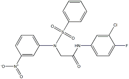 N-(3-chloro-4-fluorophenyl)-2-[{3-nitrophenyl}(phenylsulfonyl)amino]acetamide Struktur