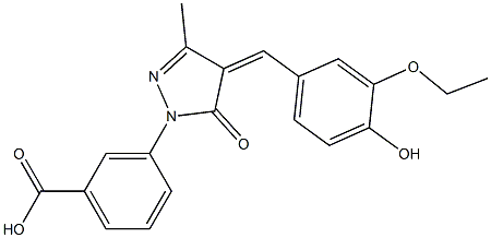 3-[4-(3-ethoxy-4-hydroxybenzylidene)-3-methyl-5-oxo-4,5-dihydro-1H-pyrazol-1-yl]benzoic acid Struktur