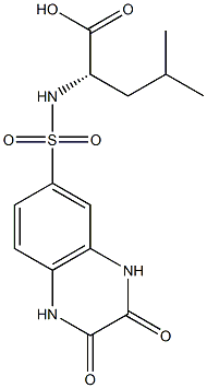 N-[(2,3-dioxo-1,2,3,4-tetrahydro-6-quinoxalinyl)sulfonyl]leucine Struktur