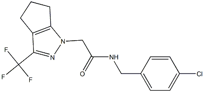 N-[(4-chlorophenyl)methyl]-2-(3-(trifluoromethyl)-5,6-dihydrocyclopenta[c]pyrazol-1(4H)-yl)acetamide Struktur