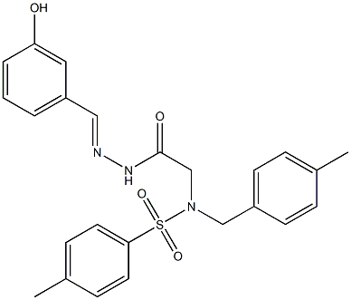 N-{2-[2-(3-hydroxybenzylidene)hydrazino]-2-oxoethyl}-4-methyl-N-(4-methylbenzyl)benzenesulfonamide Struktur