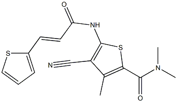 4-cyano-N,N,3-trimethyl-5-{[3-(2-thienyl)acryloyl]amino}-2-thiophenecarboxamide Struktur