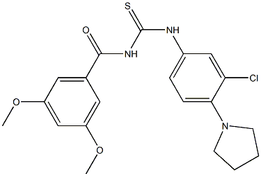 N-[3-chloro-4-(1-pyrrolidinyl)phenyl]-N'-(3,5-dimethoxybenzoyl)thiourea Struktur