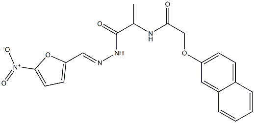 N-{2-[2-({5-nitro-2-furyl}methylene)hydrazino]-1-methyl-2-oxoethyl}-2-(2-naphthyloxy)acetamide Struktur