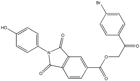 2-(4-bromophenyl)-2-oxoethyl 2-(4-hydroxyphenyl)-1,3-dioxoisoindoline-5-carboxylate Struktur