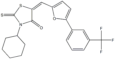 3-cyclohexyl-2-thioxo-5-({5-[3-(trifluoromethyl)phenyl]-2-furyl}methylene)-1,3-thiazolidin-4-one Struktur