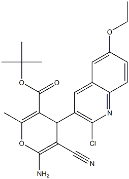 1,1-dimethylethyl 6-amino-4-[2-chloro-6-(ethyloxy)quinolin-3-yl]-5-cyano-2-methyl-4H-pyran-3-carboxylate Struktur