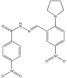 4-nitro-N'-[5-nitro-2-(1-pyrrolidinyl)benzylidene]benzohydrazide Struktur