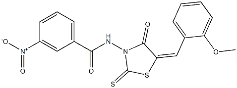 3-nitro-N-[5-(2-methoxybenzylidene)-4-oxo-2-thioxo-1,3-thiazolidin-3-yl]benzamide Struktur