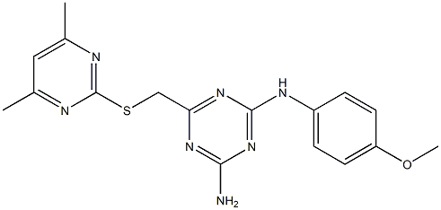 N-(4-amino-6-{[(4,6-dimethyl-2-pyrimidinyl)thio]methyl}-1,3,5-triazin-2-yl)-N-(4-methoxyphenyl)amine Struktur