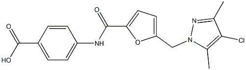 4-({5-[(4-chloro-3,5-dimethyl-1H-pyrazol-1-yl)methyl]-2-furoyl}amino)benzoic acid Struktur