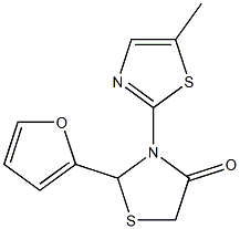 2-(2-furyl)-3-(5-methyl-1,3-thiazol-2-yl)-1,3-thiazolidin-4-one Struktur