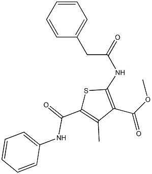 methyl 4-methyl-2-[(phenylacetyl)amino]-5-[(phenylamino)carbonyl]thiophene-3-carboxylate Struktur