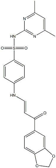 4-{[3-(1,3-benzodioxol-5-yl)-3-oxo-1-propenyl]amino}-N-(4,6-dimethyl-2-pyrimidinyl)benzenesulfonamide Struktur