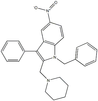 1-benzyl-5-nitro-3-phenyl-2-(1-piperidinylmethyl)-1H-indole Struktur