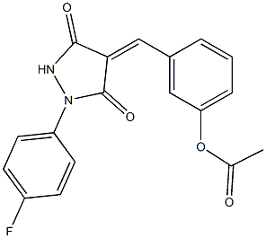 3-{[1-(4-fluorophenyl)-3,5-dioxo-4-pyrazolidinylidene]methyl}phenyl acetate Struktur