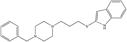 2-{[3-(4-benzyl-1-piperazinyl)propyl]sulfanyl}-1H-indole Struktur