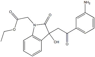 ethyl {3-[2-(3-aminophenyl)-2-oxoethyl]-3-hydroxy-2-oxo-2,3-dihydro-1H-indol-1-yl}acetate Struktur