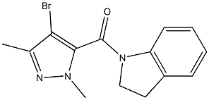 1-[(4-bromo-1,3-dimethyl-1H-pyrazol-5-yl)carbonyl]indoline Struktur