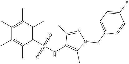 N-[1-(4-fluorobenzyl)-3,5-dimethyl-1H-pyrazol-4-yl]-2,3,4,5,6-pentamethylbenzenesulfonamide Struktur