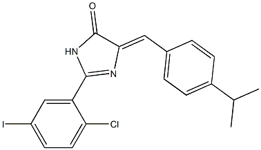 2-(2-chloro-5-iodophenyl)-5-(4-isopropylbenzylidene)-3,5-dihydro-4H-imidazol-4-one Struktur