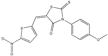 5-({5-nitro-2-thienyl}methylene)-3-(4-methoxyphenyl)-2-thioxo-1,3-thiazolidin-4-one Struktur