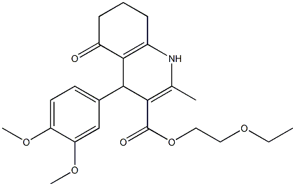 2-(ethyloxy)ethyl 4-[3,4-bis(methyloxy)phenyl]-2-methyl-5-oxo-1,4,5,6,7,8-hexahydroquinoline-3-carboxylate Struktur