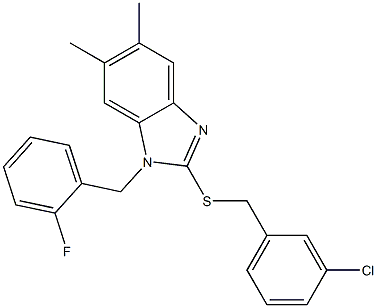 3-chlorobenzyl 1-(2-fluorobenzyl)-5,6-dimethyl-1H-benzimidazol-2-yl sulfide Struktur