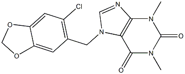 7-[(6-chloro-1,3-benzodioxol-5-yl)methyl]-1,3-dimethyl-3,7-dihydro-1H-purine-2,6-dione Struktur