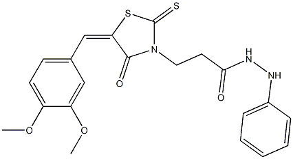 3-[5-(3,4-dimethoxybenzylidene)-4-oxo-2-thioxo-1,3-thiazolidin-3-yl]-N'-phenylpropanohydrazide Struktur