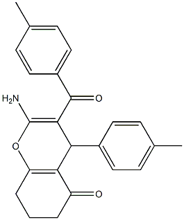 2-amino-3-(4-methylbenzoyl)-4-(4-methylphenyl)-4,6,7,8-tetrahydro-5H-chromen-5-one Struktur