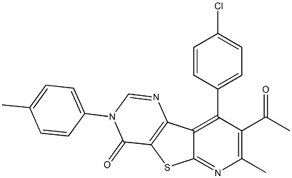 8-acetyl-9-(4-chlorophenyl)-7-methyl-3-(4-methylphenyl)pyrido[3',2':4,5]thieno[3,2-d]pyrimidin-4(3H)-one Struktur